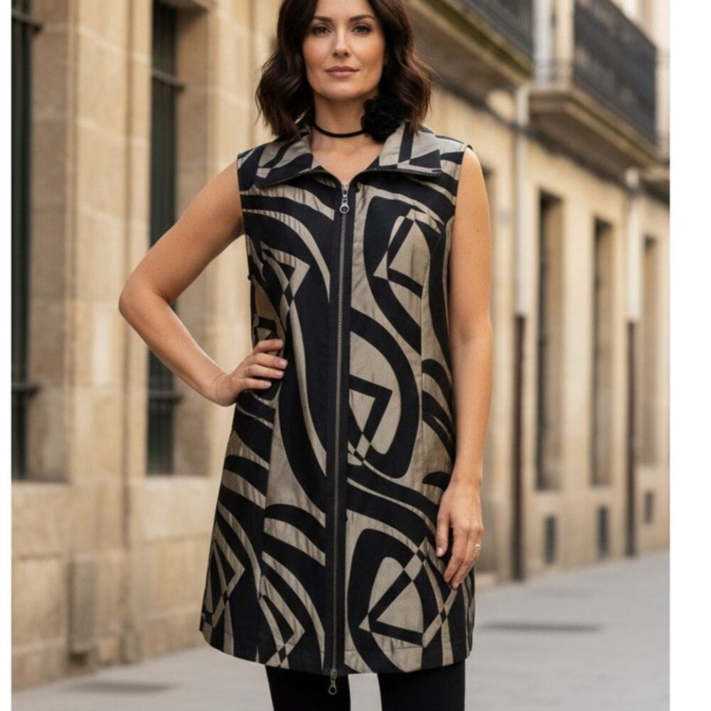Sydney geometric print quilted style vest